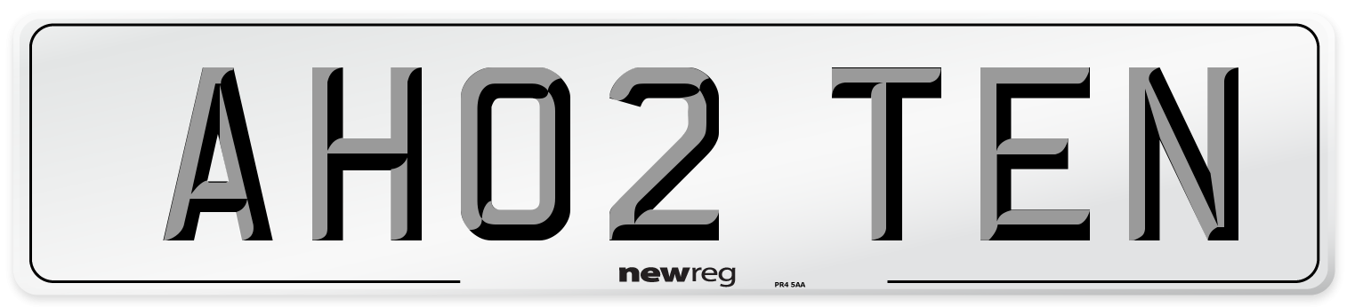 AH02 TEN Number Plate from New Reg